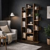 Regał drzewo rustykalny brąz 86x25x140 cm 13 półek