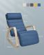 Nowoczesny fotel bujany z regulowanym podnóżkiem, niebieski