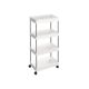 Wąski biały regał na kółkach 4 półki 6 haczyków 40x22x86 cm