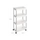 Wąski biały regał na kółkach 4 półki 6 haczyków 40x22x86 cm