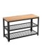 Nowoczesna ławka z półkami na buty, drewno i stal, 73x30x45