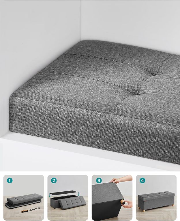 Нагрудний пуф темно-сірий 110х38х40 см, вантажопідйомність 300 кг