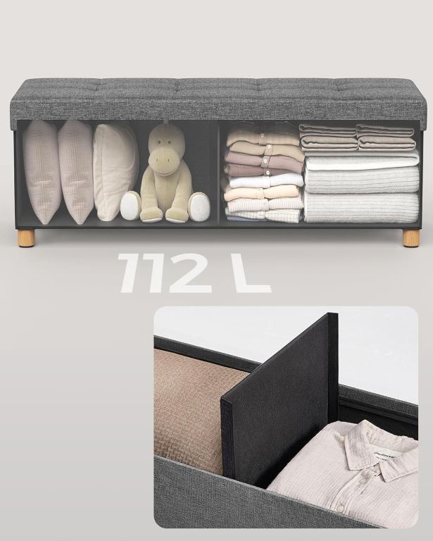 Нагрудний пуф темно-сірий 110х38х40 см, вантажопідйомність 300 кг