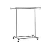 Wysuwany stojak na ubrania, stalowy, na kółkach, 90 kg