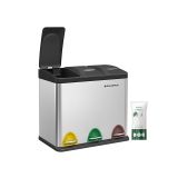 Kosz do segregacji 3x8l, stal nierdzewna, kolorowe pedały