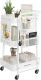 Mobilny regał na kółkach z pegboardem i haczykami, biały