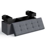 Składana ławka z schowkiem 38 x 110 x 38 cm, szara