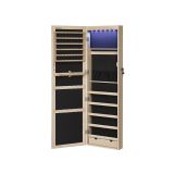 Wisząca szafka na biżuterię z LED i lustrem 37×120×10 cm