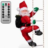 Świąteczny Mikołaj na drabinie z 40 diodami LED, 90 cm