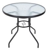 ZWMT Stół ogrodowy 80 cm metalowy ze szklanym blatem