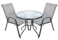 ZWMT Stół ogrodowy 80 cm metalowy ze szklanym blatem