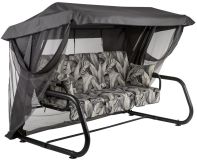 VENEZIA Huśtawka ogrodowa, metalowa, szara z liśćmi