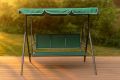 Huśtawka ogrodowa 170×110 cm, metalowa, zielona, 3-osobowa