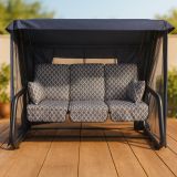 Huśtawka ogrodowa metalowa, 4-osobowa, rozkładana